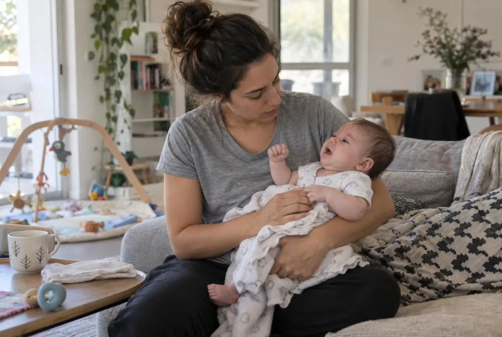 הורה מתבונן בתינוק ומגיב לסימנים ולשפת הגוף שלו